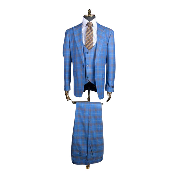 IM241-3pc Plaid-Blue (Slim Fit)