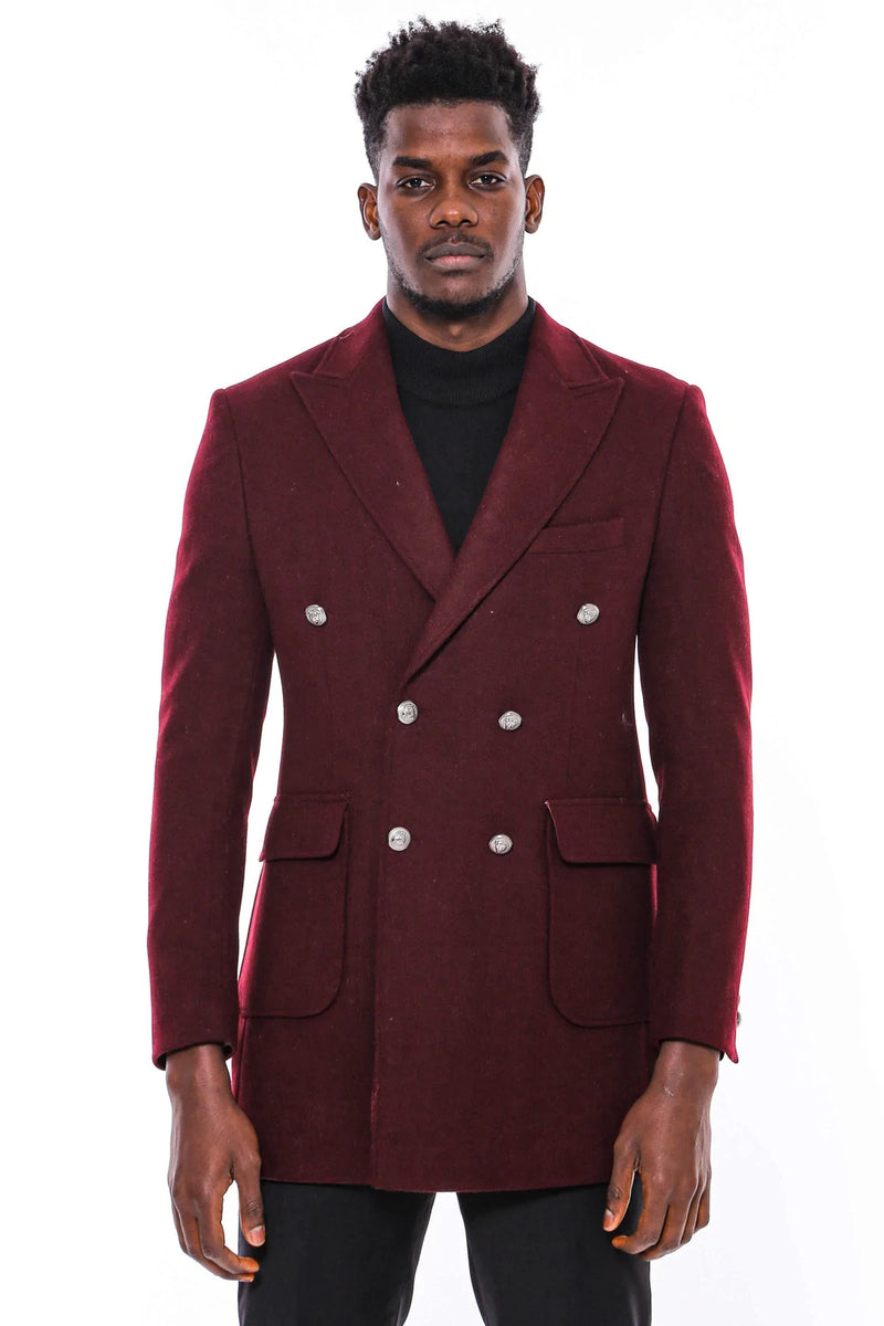 3/4 Length Coat | Metal Button Double Breasted | KP-3120